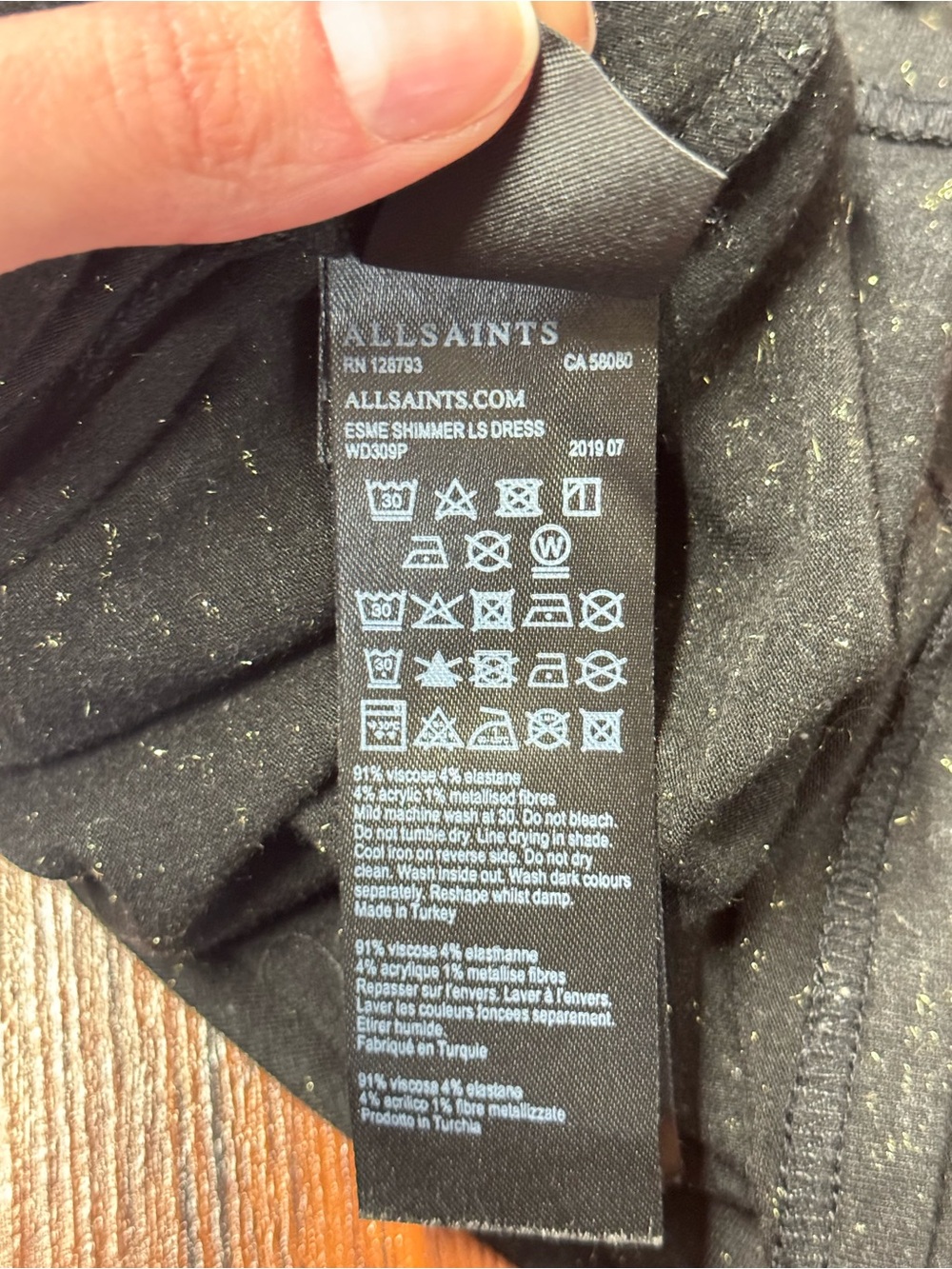 All Saints Black Sparkle “ESME” Bodycon Dress | size M - Picture 12 of 14